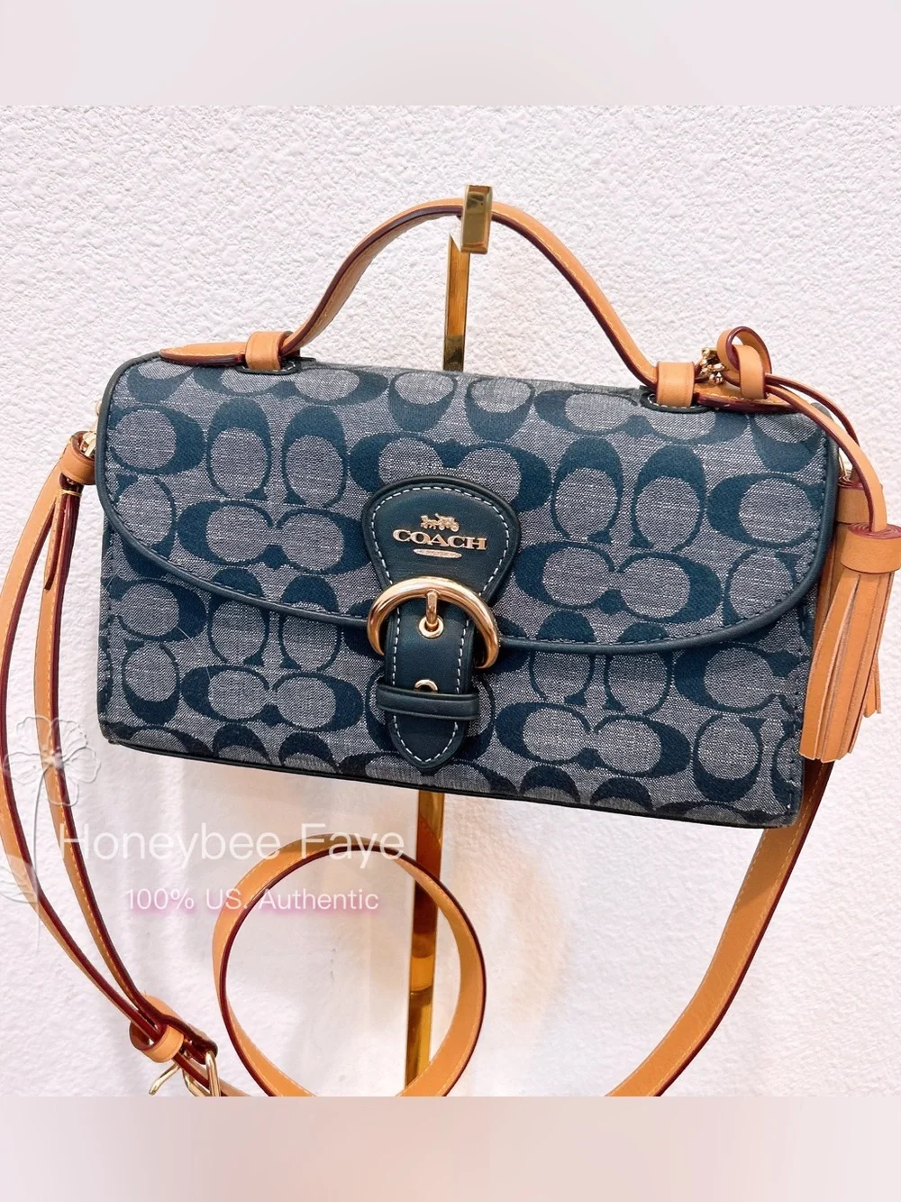 NWT Coach Kleo Top Handle In Signature Chambray C8513